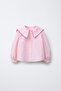 Girls' Cotton Pink Checkered Shirt Collar Blouse Bow Pants Bottom-Top Set - 2