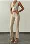 Lycra Mini Flare Jean Trousers with Tassels at the Legs