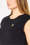 Women Round Neck Sleeveless Brand Logo Top, Black - 3