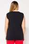 Women Round Neck Sleeveless Brand Logo Top, Black - 4