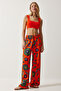 Patterned Flowing Viscose Palazzo Trousers Len0003 Orange Purple