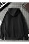 Gothic Butterfly Printed Oversize Zippered Black Unisex Hooded Cardigan - 2