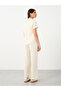 Cream Solid Shirt and Straight Leg Pants Co-Ords - 5