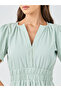 Solid Short Sleeves Tiered Midi Dress - 4