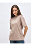 Beige Slogan Print Oversized T-Shirt - 2