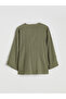 Khaki Double-Breasted Collar Textured Muslin Women's Kimono - 6