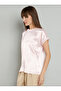 Satin Short Sleeve Top with Lace Detail - 4
