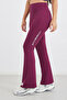 Gymspire Edition - Label Broad Waist Side Pocket Flared Leggings with Text Detail - 2