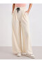 Beige Wide Leg Jogger with Pleat Detail - 2