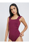 Women Burgundy Square Neck Bodysuit