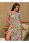 Women V Neck Floral Maxi Dress - 5