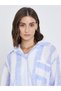 Women Striped Long Sleeve Oversized Shirt with Pocket Detail - 4