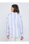 Women Striped Long Sleeve Oversized Shirt with Pocket Detail - 5