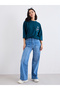 Women Dark Green Exaggerated Shoulder Oversized T-Shirt