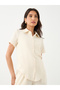 Cream Solid Shirt and Straight Leg Pants Co-Ords - 3