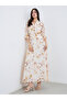 Floral Print Balloon Sleeves A-Line Maxi Dress - 2