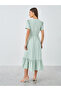 Solid Short Sleeves Tiered Midi Dress - 5