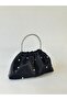 Black Silver Embroidered Portfolio Evening Dress Handbag - 7