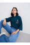 Women Dark Green Exaggerated Shoulder Oversized T-Shirt - 5