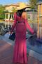 Plum Satin Belted Lace-Like Knit Knitwear Dress 2847 - 7