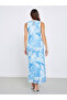 Floral Print Mesh Sleeveless Bodycon Maxi Dress - 5