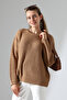 Round Neck Long Sleeve Zigzag Walking Pattern Loose Relaxed Fit Winter Knitwear Sweater