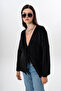 Women's Short Shaggy V-Neck Tie-Up Basic Long Cardigan - 6