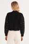 Women's Regular Fit Classic Cut Pearl Embroidered Black Cardigan - 7