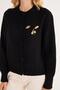 Women's Regular Fit Classic Cut Butterfly Embroidered Black Cardigan - 3