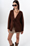 Women's Short Shaggy V-Neck Tie-Up Basic Long Cardigan - 2