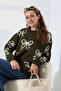 Round Neck Long Sleeve Bow Tie Bow Pattern Jacquard Panel Pearl Detail Knitwear Winter Sweater - 6