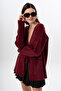 Women's Short Shaggy V-Neck Tie-Up Basic Long Cardigan - 4