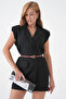 Women's Triangle Buckle Faux Leather Burgundy Belt - 2