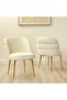 Dania Dining Chairs Set of 2 – Cream Chenille Upholstery with Gold Metal Legs – Mo