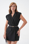 Women's Triangle Buckle Faux Leather Brown Belt - 2