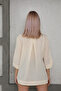 Women's Linen Shirt with Side Slits and Stripe Detail - 2