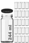 244 ml Jar Metal Black Canning Lid 244 Cc Transparent Tall Glass Jar 20 Pieces