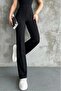 Women's Black High Waist Gathering Flared Leg Paazzo Pants - 2