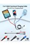 Car Carplay Cable with 3 Colors LED Indicator, Nylon Braided 3-in-1 Multi Charging Cable 1.5m - 3
