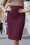 Women's High Waist Front Slit Lightweight Lycra Stylish Fabric Knee Length Office Pencil Skirt-Claret Red - 6