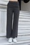 Women's Glittery Camisole High Waist Side Pockets Elastic Waist Wide Leg Trousers - Anthracite - 2