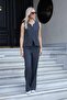 Women's Striped Plaid Flato Pocket Buttoned Lightweight Flexible Fabric Vest-Anthracite Line - 2