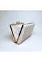 Wire Breaking Evening Dress Bag – White, Gold Detailed, Chain, 15×22 cm - 4