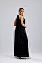 Halter Neck Pleated Digital Printed Sleeveless Satin Dress| Elb34513 Black - 5