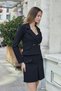 Women's High Waist Battery Pocket Cover Lightweight Stretchy Fabric Above Knee Bell Skirt-Black