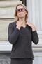 Women's Glitter Camisole V-Neck Off Shoulder Long Sleeve Slit Blouse - Anthracite - 4