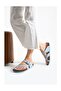 Blue Flip Flops Flexible Double Striped Comfortable Faux Leather Daily Women's Slippers - 2