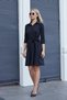 Women's Modal Silky Stretch Fabric Collar Capri Three Quarter Sleeve Pocket Belt Shirt Dress-Black - 4