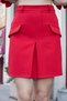 Women's High Waist Battery Pocket Cover Lightweight Stretch Fabric Above Knee Bell Skirt-Red - 6