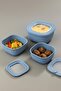 Square 3 Piece Vacuum Sealed Air-Free Storage Container Set Blue (1800/1100/600 ml) - 2